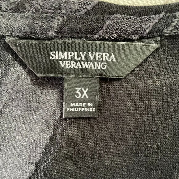 Simply Vera Woman Frayed Edge Strip Blouse Handkerchief Hem Dress Plus Size 3X u - Picture 8 of 8